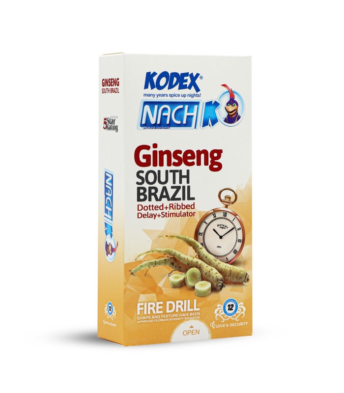 کاندوم تحریک کننده تاخیری ناچ کدکس Nach Kodex مدل Ginseng - بسته 12 عددی