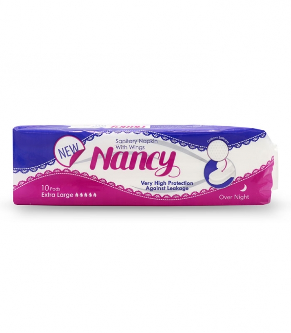 نوار بهداشتی بالدار با لایه رویی نانوون کتانی Nancy نانسی خیلی بزرگ کد 736 - بسته 10 عددی