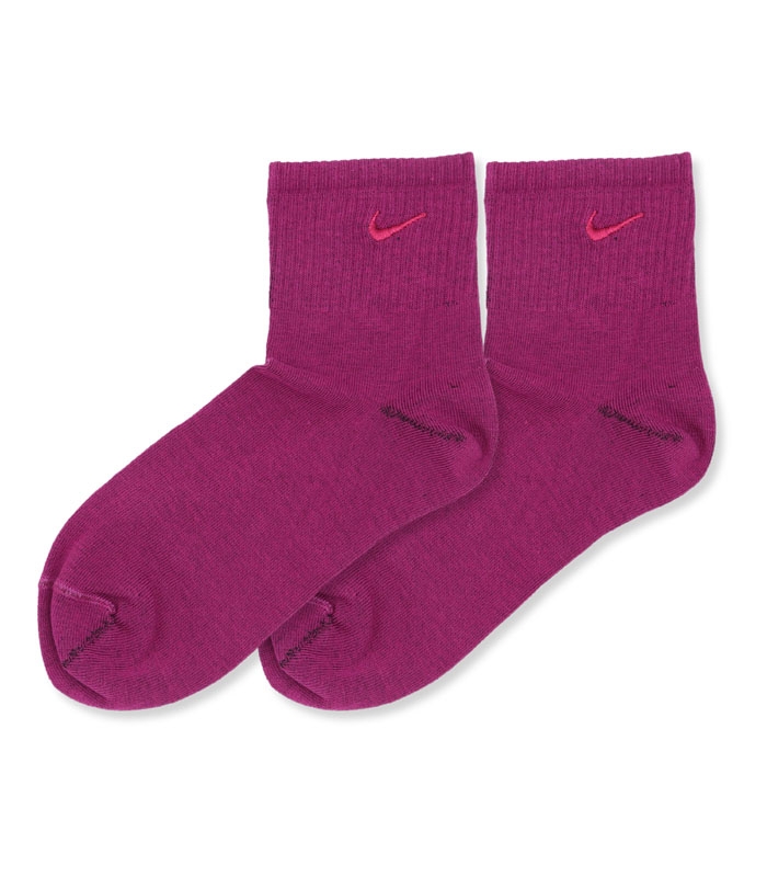 جوراب نیم ساق کش انگلیسی گلدوزی طرح Nike بنفش بادمجانی