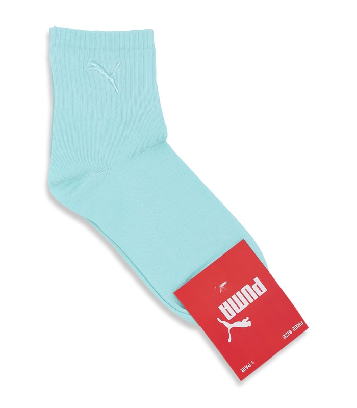 جوراب نیم ساق کش انگلیسی گلدوزی طرح Puma نعنایی