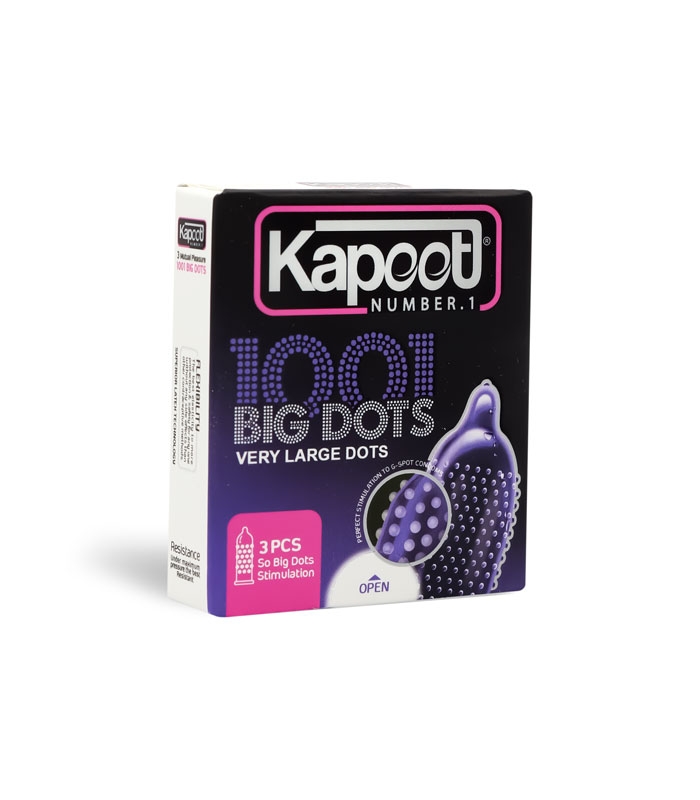 کاندوم خاردار تحریک کننده کاپوت Kapoot مدل 1001 Big Dots - بسته 3 عددی