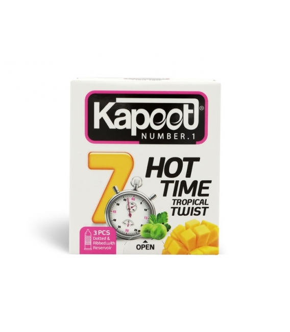 کاندوم تحریک کننده تاخیری کاپوت Kapoot مدل 7 Hot Time - بسته 3 عددی
