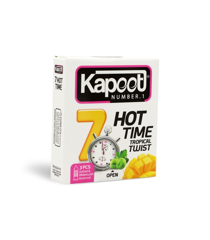 کاندوم تحریک کننده تاخیری کاپوت Kapoot مدل 7 Hot Time - بسته 3 عددی