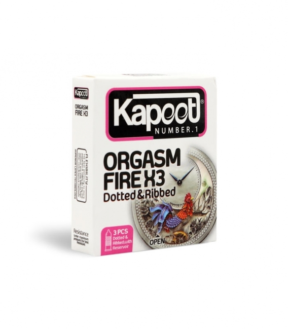 کاندوم خاردار تحریک کننده تاخیری کاپوت Kapoot مدل Orgasm Fire X3 - بسته 3 عددی