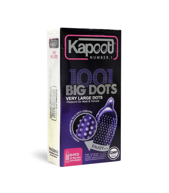 کاندوم خاردار تحریک کننده کاپوت Kapoot مدل 1001 Big Dots - بسته 10 عددی