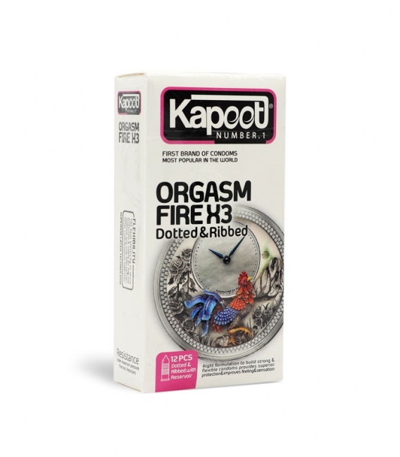 کاندوم خاردار تحریک کننده تاخیری کاپوت Kapoot مدل Orgasm Fire X3 - بسته 12 عددی