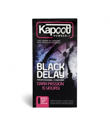 کاندوم تاخیری کاپوت Kapoot مدل Black Delay - بسته 12 عددی