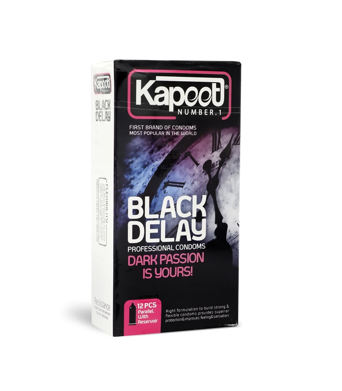 کاندوم تاخیری کاپوت Kapoot مدل Black Delay - بسته 12 عددی