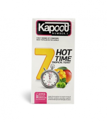 کاندوم تحریک کننده تاخیری کاپوت Kapoot مدل 7 Hot Time - بسته 12 عددی