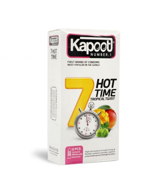 کاندوم تحریک کننده تاخیری کاپوت Kapoot مدل 7 Hot Time - بسته 12 عددی
