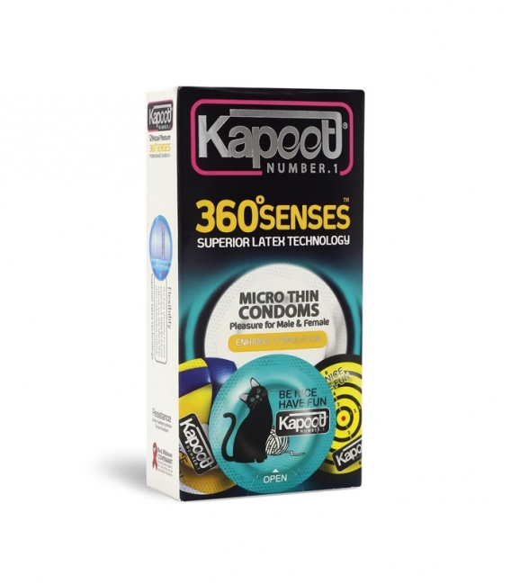 کاندوم بسیار نازک تحریک کننده کاپوت Kapoot مدل 360 Senses - بسته 12 عددی