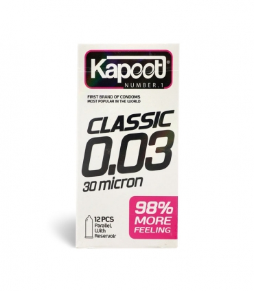 کاندوم بسیار نازک کاپوت Kapoot مدل Classic 0.03 - بسته 12 عددی
