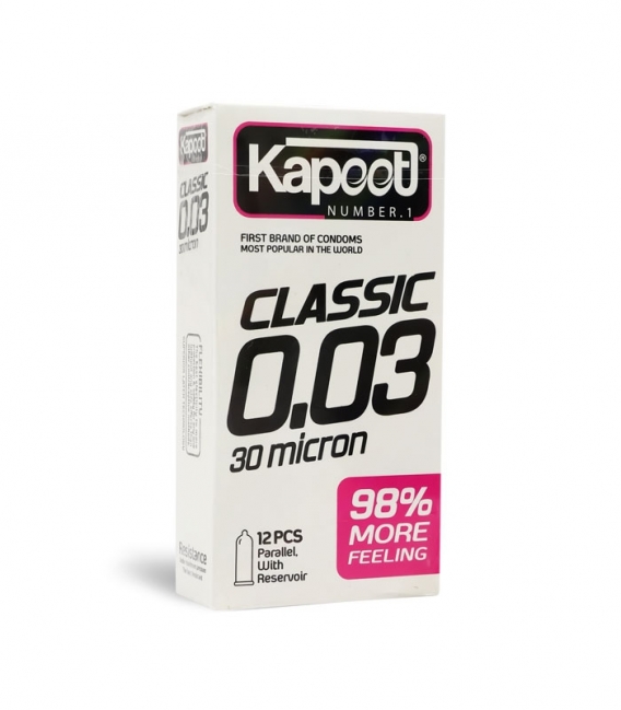 کاندوم بسیار نازک کاپوت Kapoot مدل Classic 0.03 - بسته 12 عددی