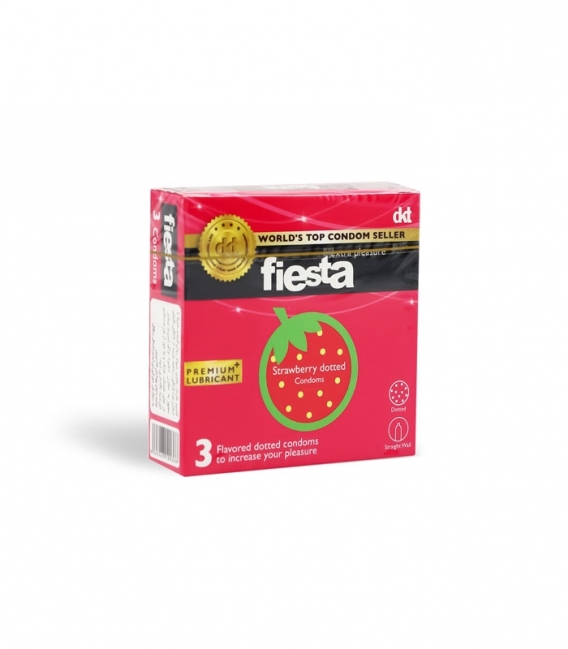 کاندوم خاردار فیستا Fiesta مدل Strawberry Dotted - بسته 3 عددی
