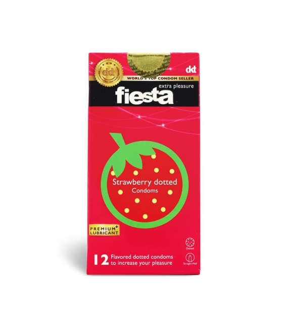 کاندوم خاردار فیستا Fiesta مدل Strawberry Dotted - بسته 12 عددی