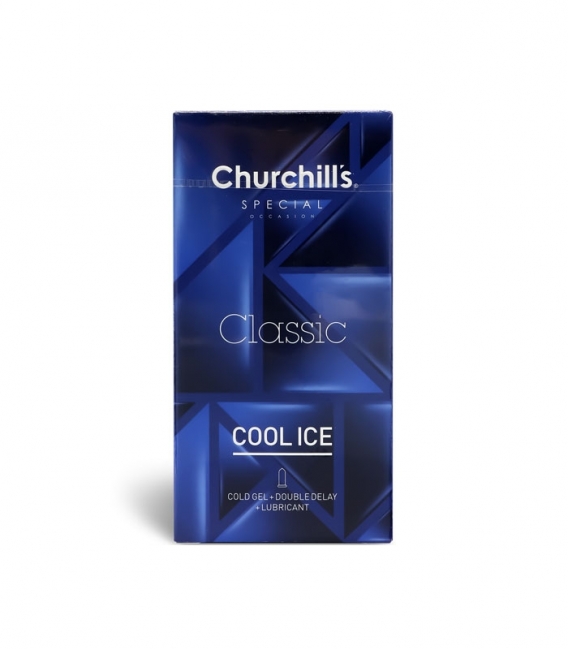 کاندوم تاخیری دابل چرچیلز Churchills مدل Cool Ice - بسته 12 عددی