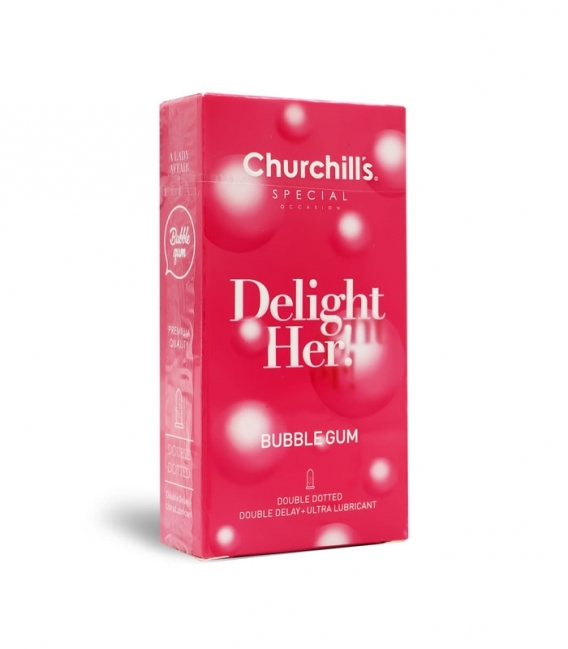 کاندوم تاخیری دابل چرچیلز Churchills مدل Bubble Gum - بسته 12 عددی