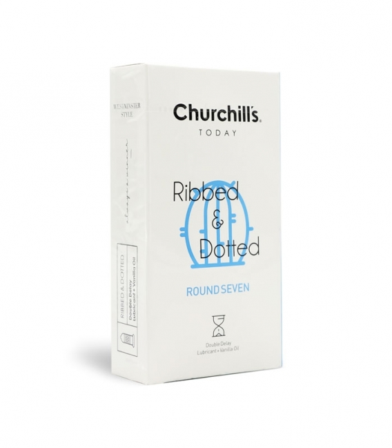 کاندوم خاردار تاخیری دابل چرچیلز Churchills مدل Round Seven - بسته 12 عددی