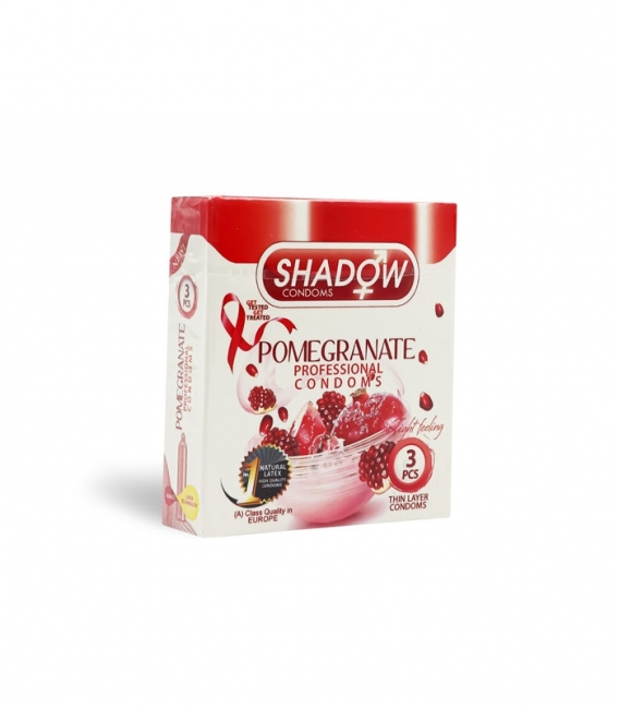 کاندوم شادو Shadow مدل Pomegranate - بسته 3 عددی