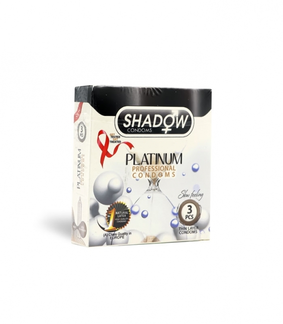 کاندوم شادو Shadow مدل Platinum - بسته 3 عددی