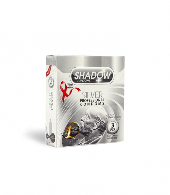 کاندوم بسیار نازک تاخیری شادو Shadow مدل Silver - بسته 3 عددی