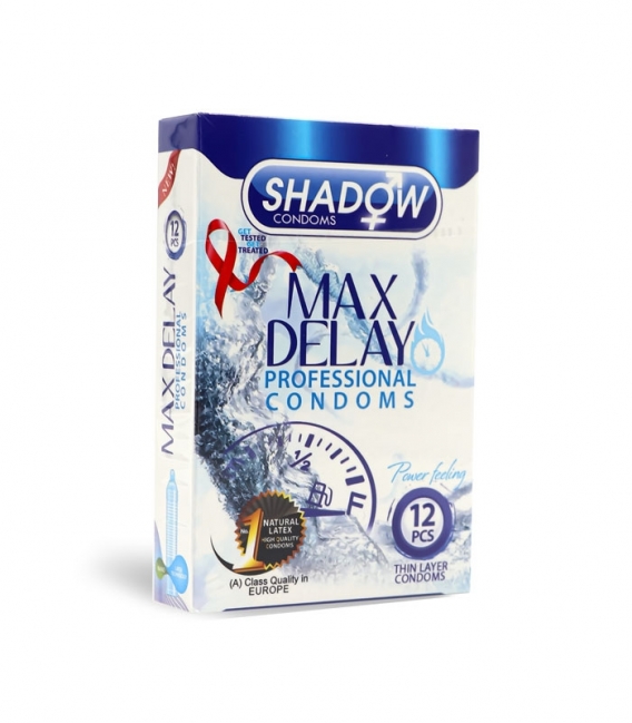 کاندوم تحریک کننده تاخیری شادو Shadow مدل Max Delay - بسته 12 عددی