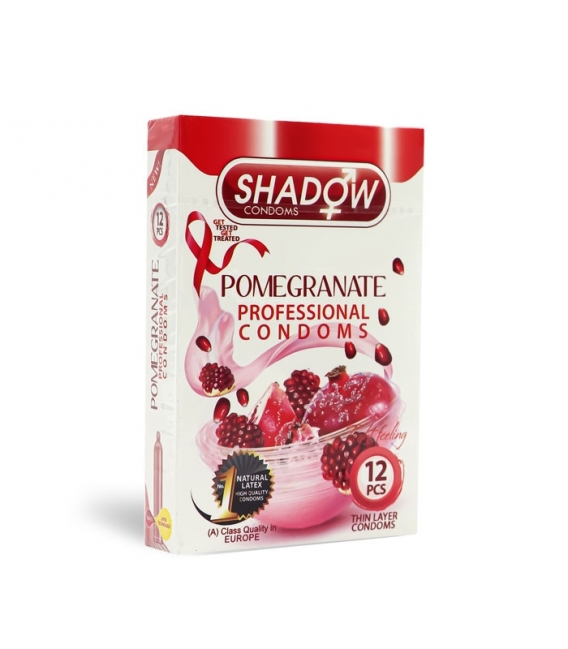 کاندوم شادو Shadow مدل Pomegranate - بسته 12 عددی