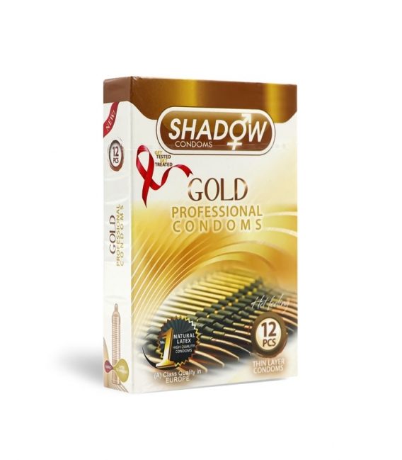 کاندوم تحریک کننده تاخیری شادو Shadow مدل Gold - بسته 12 عددی