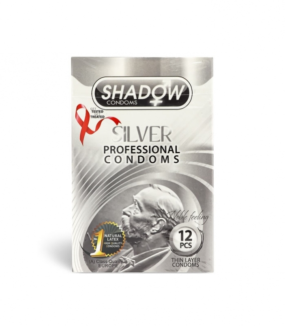 کاندوم بسیار نازک تاخیری شادو Shadow مدل Silver - بسته 12 عددی