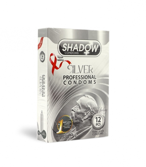 کاندوم بسیار نازک تاخیری شادو Shadow مدل Silver - بسته 12 عددی