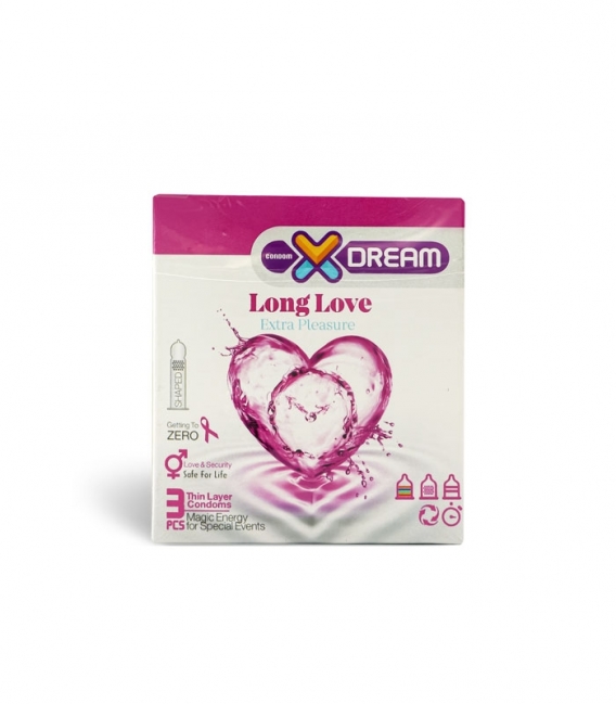 کاندوم تحریک کننده تاخیری ایکس دریم X Dream مدل Long Love - بسته 3 عددی