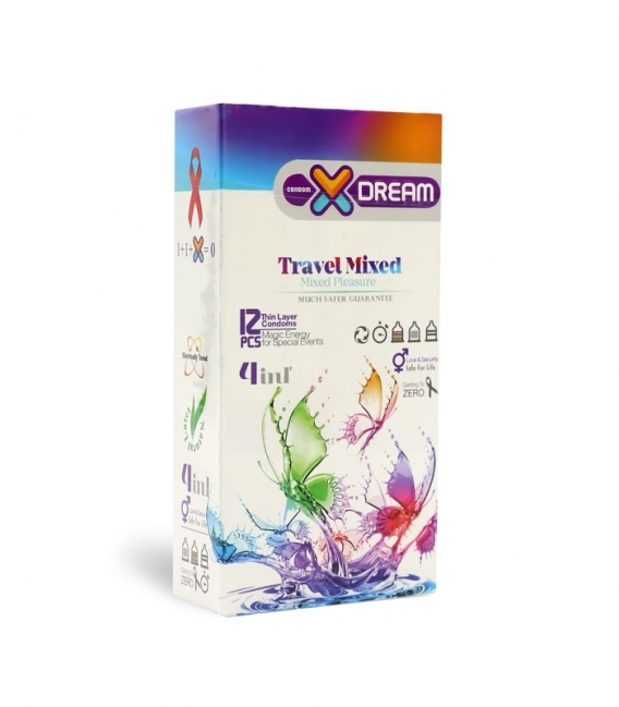 کاندوم تحریک کننده ایکس دریم X Dream مدل Travel Mixed - بسته 12 عددی