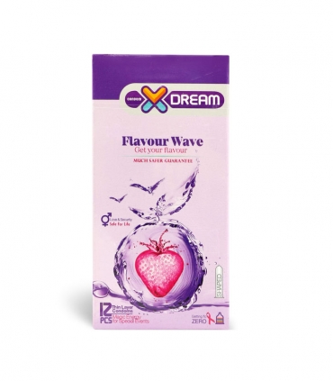 کاندوم تحریک کننده تاخیری ایکس دریم X Dream مدل Flavour Wave - بسته 12 عددی