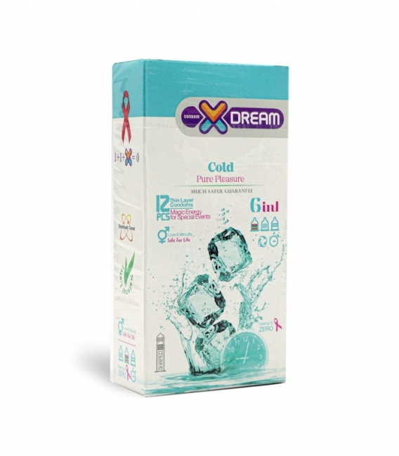 کاندوم تحریک کننده تاخیری ایکس دریم X Dream مدل Cold - بسته 12 عددی