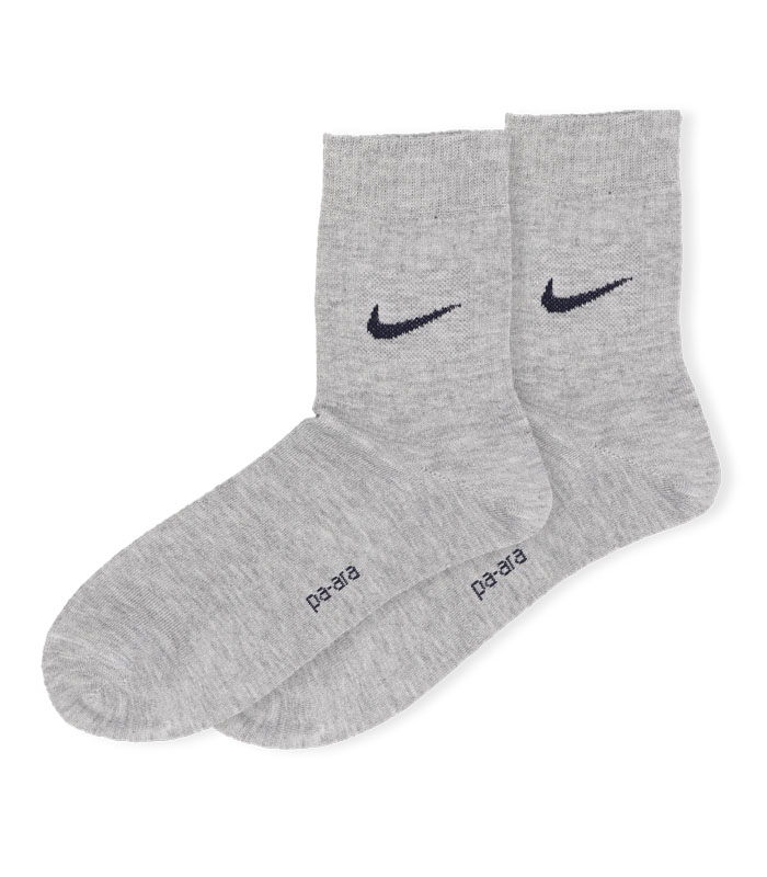 جوراب نیم ساق پاآرا طرح Nike خاکستری روشن