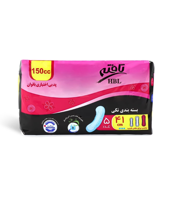 پد‌ بی اختیاری بانوان تافته مناسب برای نشتی شدید - بسته 5 عددی