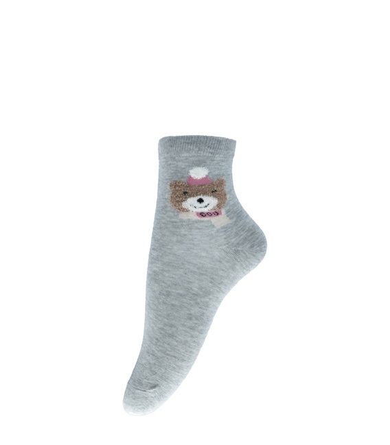 جوراب نیم ساق طرح خرس سرمایی خاکستری
