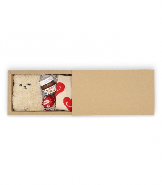 پک هدیه جوراب، شکلات و عروسک پشمالو گربه کد 116