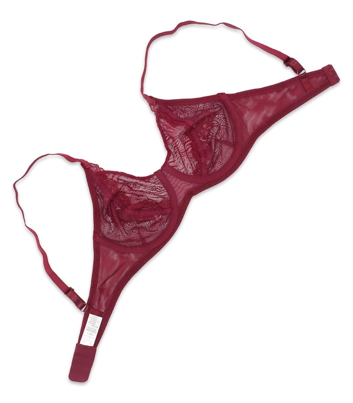سوتین Neev نیو فنردار دانتل و تور کد 842 زرشکی Rose