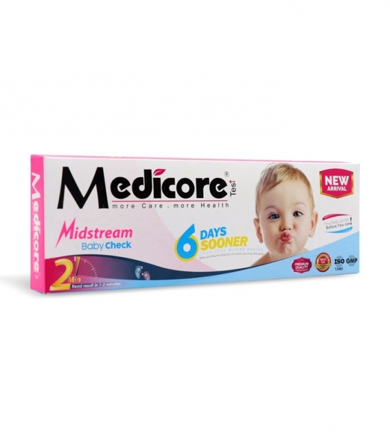 پک تست بارداری بی بی چک Medicore مدیکور مدل خودکاری - بسته 5 عددی به همراه 3 عدد رایگان