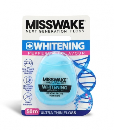 نخ دندان بسیار نازک سفید کننده میسویک MISSWAKE مدل Whitening - طول 50 متر