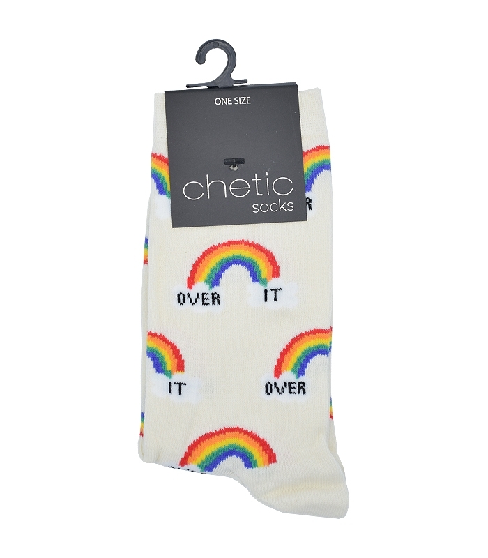 جوراب Chetic چتیک طرح رنگین کمان شیری