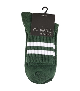 جوراب Chetic چتیک طرح دو خط سبز سفید