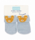 جوراب نیم ساق نوزادی کف استپدار طرح خرس آبی روشن