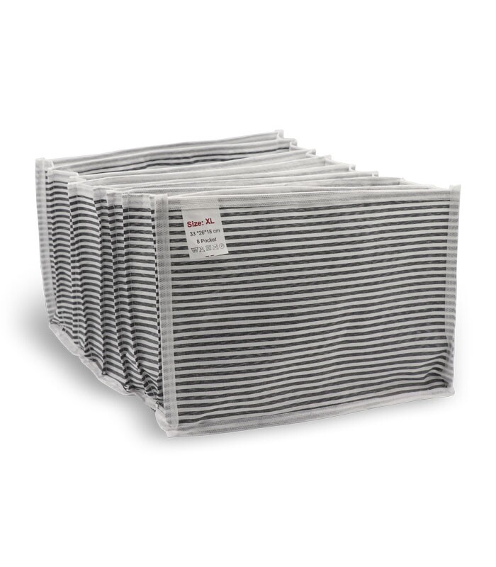 نظم دهنده کشو کد 330 طرح راه راه ابعاد 11×17×38 سانتی متر سایز S خاکستری سفید - 11 جیب