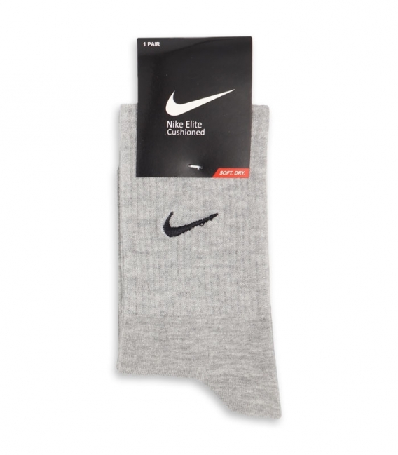 جوراب ساقدار کش انگلیسی گلدوزی طرح Nike خاکستری روشن