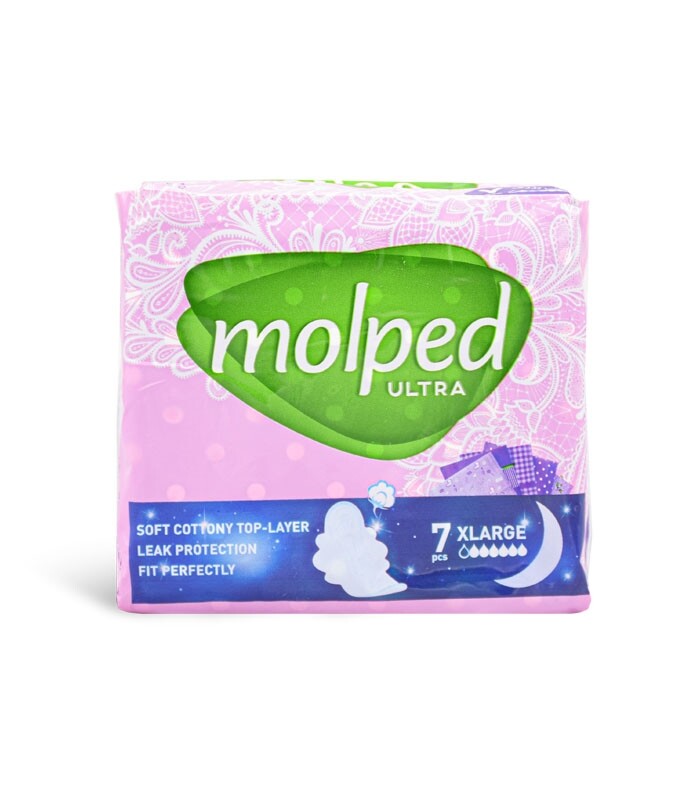نوار بهداشتی بالدار خیلی نازک مشبک مولپد Molped مدل Ultra خیلی بزرگ کد 403 - بسته 7 عددی