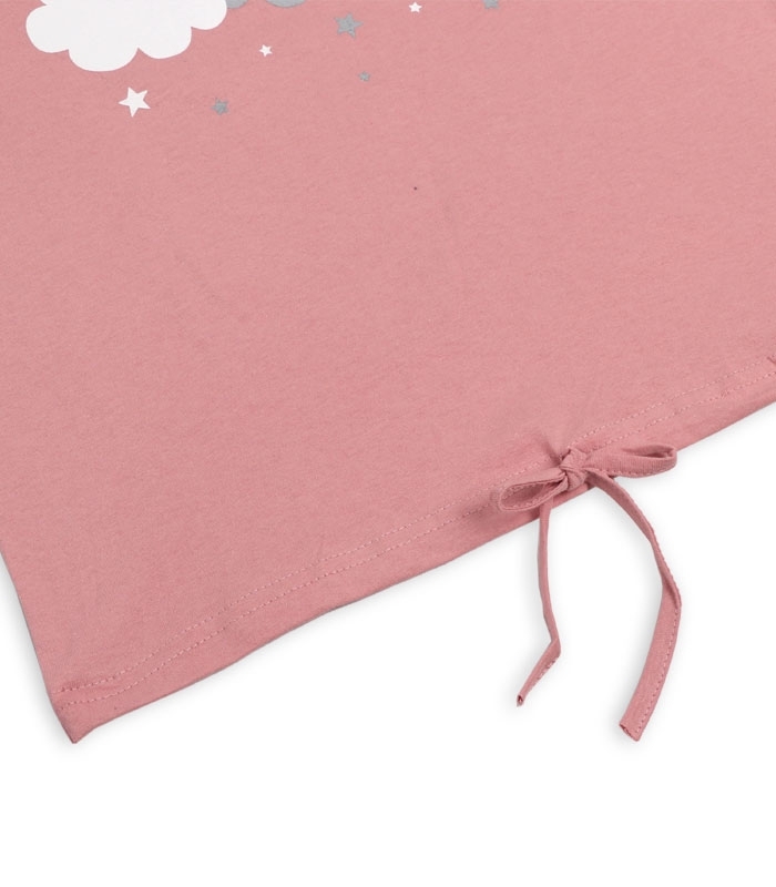 ست شلوارک و تیشرت Fawn فاون نخی کد 5426 طرح خرس و ابر صورتی