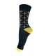 جوراب ساق بلند فانی ساکس طرح چهارخونه سرمه‌ای زرد کد 134