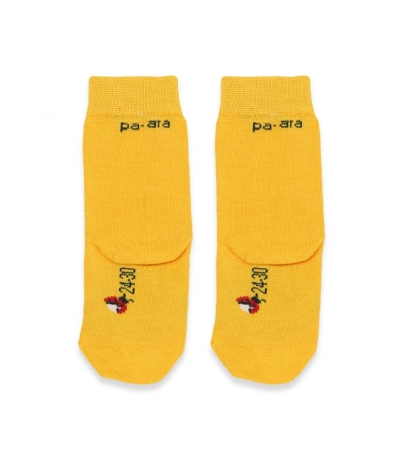جوراب نیم ساق بچگانه نانو پاآرا کد 703 طرح Angry Birds زرد